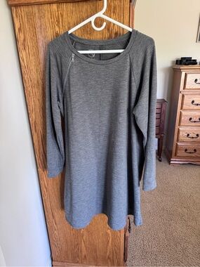 Maurices Gray Long-Sleeve Dress with Zip Detail